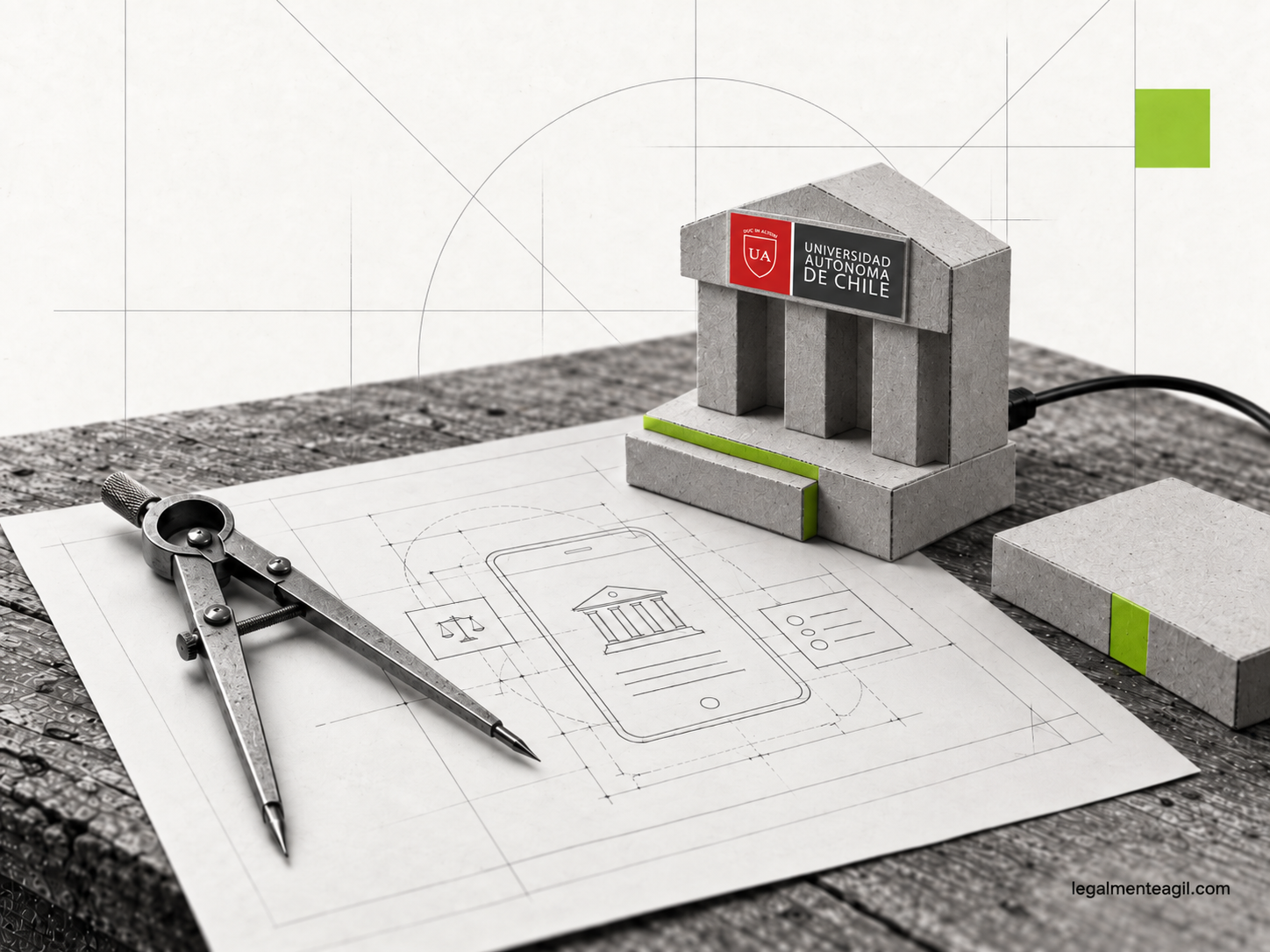 Ilustración editorial del artículo: Legal Product Design: Universidad Autónoma de Chile inicia microcredencial internacional este 30 de septiembre